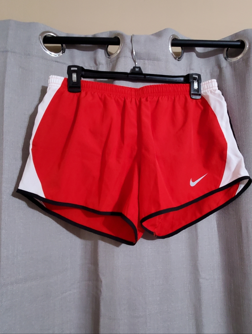 Nike Women's Dri Fit Running Shorts Red & Black With White Accent Medium